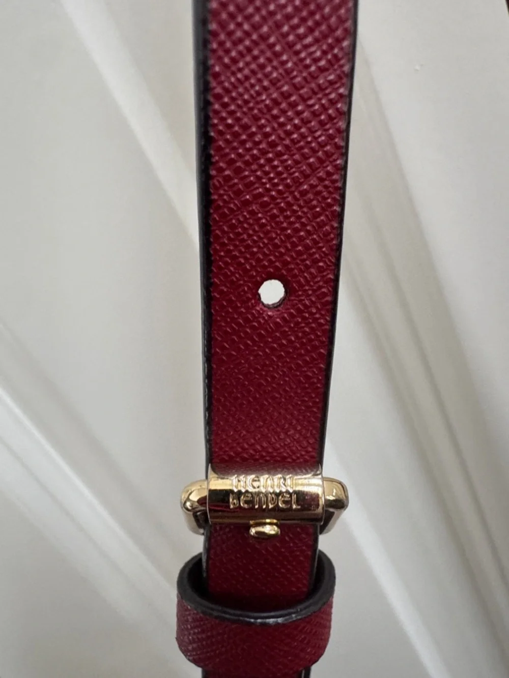 henri bendel burgundy crossbody with gold-tone accents - Picture 11 of 12
